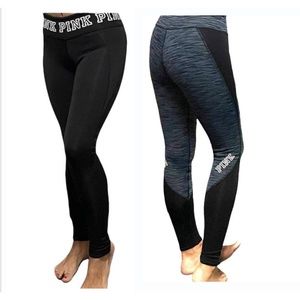 💕2 for $15💕 Victoria's Secret PINK Reversible Gray and Black Leggings Logo